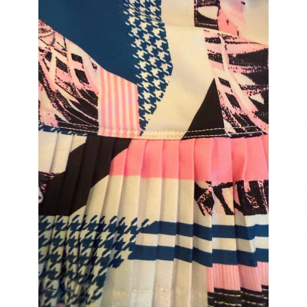 Tail Womens Tennis Golf Skort Pink Navy Geometric Pleated Ruffle Athletic  S‎